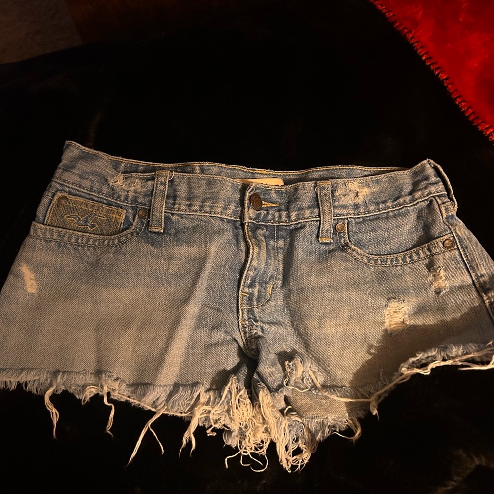 Hollister Blue Jean Shorts Distressed Cut-Off Style